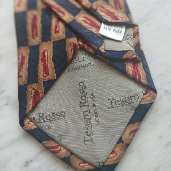 Tesoro Rosso Uomo Moda Men's Formal Necktie 58"Lx4"W Multicolor Neck Tie(0162) - Picture 3 of 4